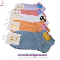 Tin para NiÃ±a en colores con DiseÃ±o talla 4-6 tela Ajustable bolsa con 12pares. Precio por 1 par 