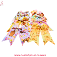 Tira con 12 Moño con Pico de Garza decorado en Diseños de Capibara 16 x 16 cm. 5B-91