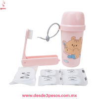 Vasito Porta Cepillo incluye 1 cepillo, 1 Mascarilla Facial y 3 Toallitas Limpiadoras 14 x 6 cm. 