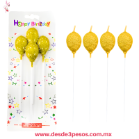 Velas En Forma De Globos 4pza en varios tonos 15 cm de alto 
