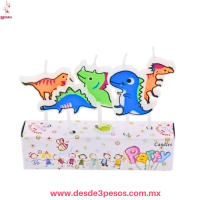 Velas Infantiles de Dinosaurio para Pastel Set de 5 Piezas 4X3cm. ITEM NO:27226