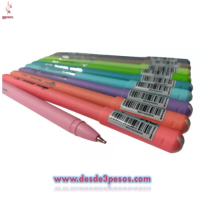 bolsa con 10 Boligrafos 10pza. Punto fino 1.0mm en colores pastel tinta ultra suave 