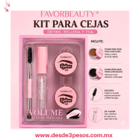 kit de cejas FAVOR BEAUTY Incluye Cepillo duo, Gel y dos Pomadas Café Claro y Café Obscuro 15 X 10.5 cm EB7233