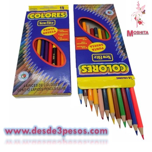 Caja con 12 colores 18 cm de largo como foto