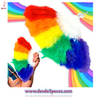 Abanico Plumas Arcoíris 38.5 x 24cm. 