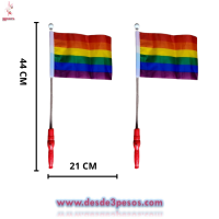 Bandera Arcoiris con luz en Baston 44 x 21cm. Pilas incluidas 