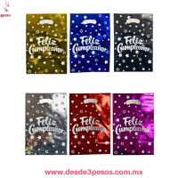 Bolsa de Aluminio Decorado con FELIZ CUMPLEAÃ‘OS 30 X 20 cm. En colores YSL-L359