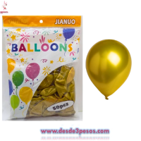 Bolsa con 50 globos en color DORADO # 8