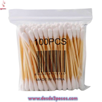 Bolsita con 80 piezas de Cotonete de plastico 7 cm.