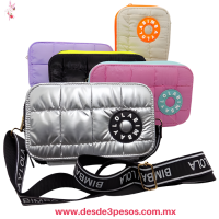 Bolso crossbody con cierre neon cuenta con 2 Diviciones Tarjetero y Correa Ancha 21 x 13 cm. H-1034