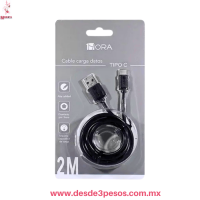 Cable de 2 Metros USB a Tipo C | Carga Rápida y Datos CAB185 Marca 1Hora