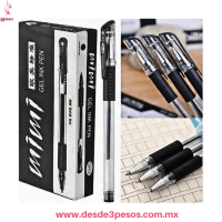 Caja con 12 Boligrafos tinta negra de Gel PUNTO FINO 14.5 x 1 cm Y-142