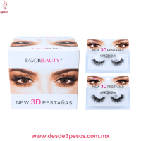 Caja con 12 PestaÃ±as Postizas 3D Naturales Largas con Efecto Rizado FAVOR BEAUTY 
