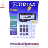 Calculadora SM-9109-12 12digitos tecla de plastico 8.5 x 12cm. 