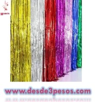 Cortinas Para Fiestas Metalicas de Flecos en Varios Colores 2 Metros de Largo x 1 Metro de Ancho 