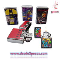 Encendedor de Gas cuadrado en Metal Diseñado como foto 5 x 3.5cm. 