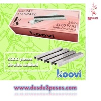 Grapas Estándad 26/6 5,000 pza. punta cincelada 