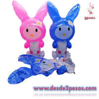 Inflable Infantil Conejo Azul y Rosa 43 x 19cm.