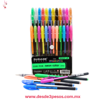 Juego de 24 bolígrafos de Gel incluye colores neón y brillantina con punta de 1.0 mm CQ905-24