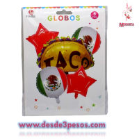 Juego de 5 Globos Tricolor TACO 70 X 52 cm. 47cm. Estrella y el redondo 