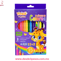 Lápices de Colores TiTiKo (15 Piezas, Mina 4.0mm) ¡Incluye 3 Especiales!