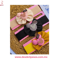Liga Valerina de Tela Infantil con Moño y Figura Mickey en colores 5L-36