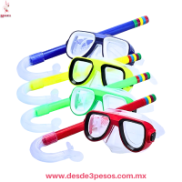 MÃƒÂ¡scara de gafas de buceo para niÃƒÂ±os Tubo de respiraciÃƒÂ³n Juego de nataciÃƒÂ³n en colores 14 x 6cm. Tubo 35cm de largo