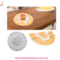 Manteles Individuales Redondos de Lujo 38cm - Diseño Calado Elegante YONG-2316-2