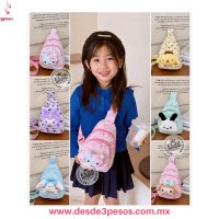 Mariconera Infantil dos Diviciones con cierres y broche de peluche figura de personaje Y-177 22 X 16 cm 