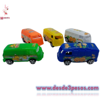 Mini Autobus de Plastico en colores 9 x 4 cm. En bolsita individual