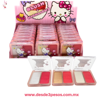 Mini Paleta Duo decorada de Kitty con Iluminador y Rubor FAVOR BEAUTY 7 X 7 cm No.6834