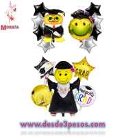 PAQ. De 4 Globos de graduaciÃ³n 60 x 45cm, 46 x 36cm. 