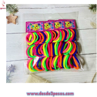 Paq.c/12 Pzas c/ 6 Ligas de Licra GRANDE en Colores NEON 8.5 cm