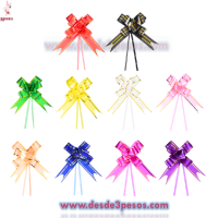 Paq con 10pz de MoÃ±o para Regalo en Material Celoseda con Holograma 75 x 5 cm 