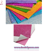 Paquete con 10 hojas De Fomi Diamantado con Pegol Adherente 20 x 30cm.