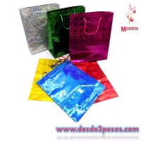 Paquete con 12 Bolsas de  Holograma GRANDE en varios colores 32 x 26 cm