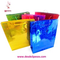 Paquete con 12 Bolsas de Holograma EXTRA GRANDE en varios colores  30 x 40 cm 