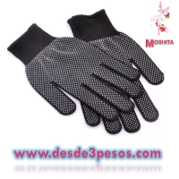 Paquete con 12 Guante de Tela  Antiderrapante Gris/Negro Ajustable 