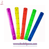 Paquete con 12 Regla Flexible Transparente en 4 colores 30 cms.