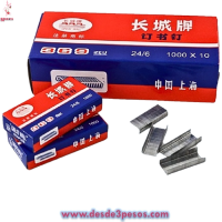 Paquete de 10 cajas con 1,000 grapas , medida 24/6