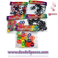 Paquete de 12 Bolsas con 36 MINI DONAS  de Tela de Licra en varios colores