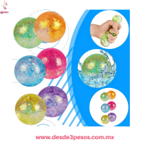 Pelota AntiestrÃƒÂ©s con Glitter Brillante (Aprox. 6cm) Caja con 12 piezas UQ-J011-08