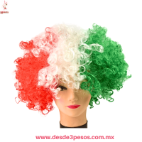 Peluca Afro Rizada Tricolor Fiesta y Disfraz Unitalla Genérica