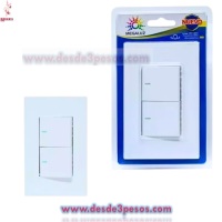 Placa Blanca Apagador Doble Interruptor Plástico 12 x 8 cm. 