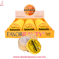 Polvo Banana Grande Traslúcido FAVOR BEAUTY 7.5 x 5 cm. Caja con 12 pza. precio por 1 pza. A03