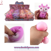 Squishi antiestres Cerdito y Reno con Relleno de masa 8.5 x 7.5 cm. Caja con 12 pza. precio por 1 pza. 