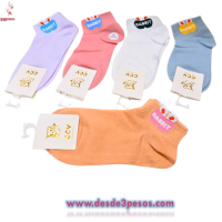 Tin para NiÃ±a en colores con DiseÃ±o talla 4-6 tela Ajustable bolsa con 12pares. Precio por 1 par 