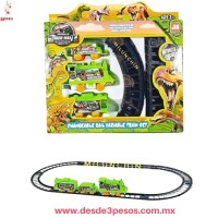 Tren de Dinosaurios Motorizado JIN TOYS, Set de Rieles Cambiables, 44x25 cm, YONG-2238