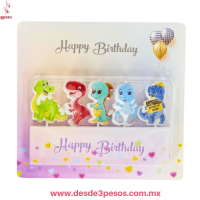 Velas Infantiles de Dinosaurio para Pastel Set de 5 Piezas 4X3cm. ITEM NO:27226