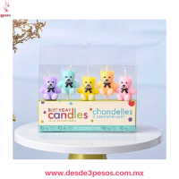 Velas de Cumpleaños Ositos Teddy - Set 5 Piezas Pastel 4 X 3cm. ITEM NO:27231